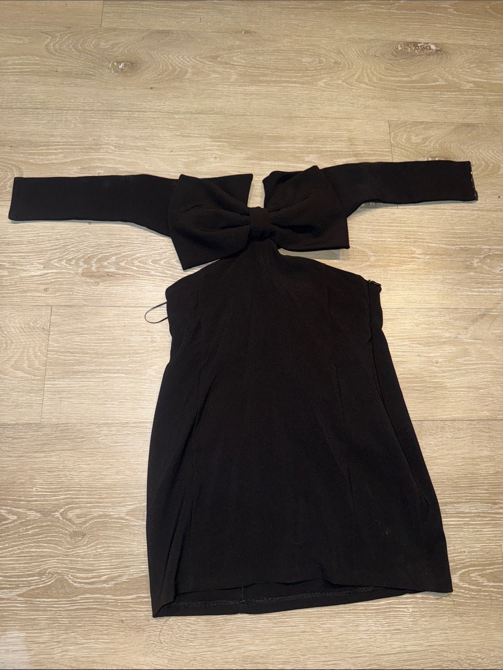 Zara Black Bandeau Mini Dress with Bow Detail